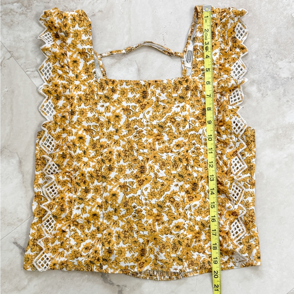 Gimmicks Floral Tie Back Top Women’s Medium Boho Western Cottagecore Lace Trim - Picture 4 of 7